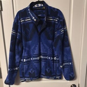 Ralph Lauren Polo Blue and White Fleece Jacket